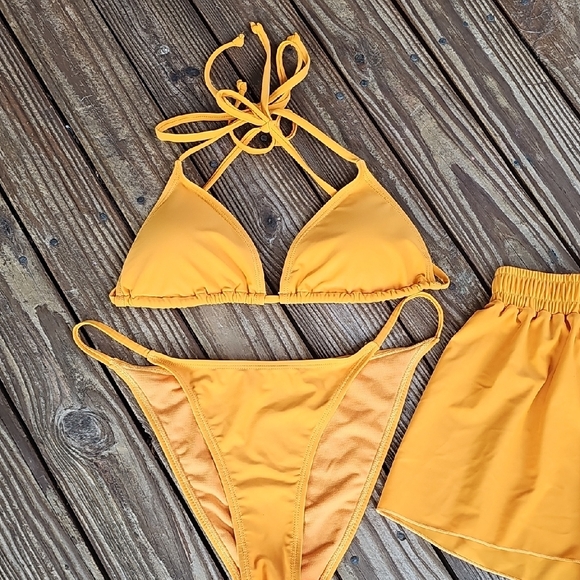 Yellow Bikini Set with Shorts. MUST BUNDLE - Picture 2 of 3